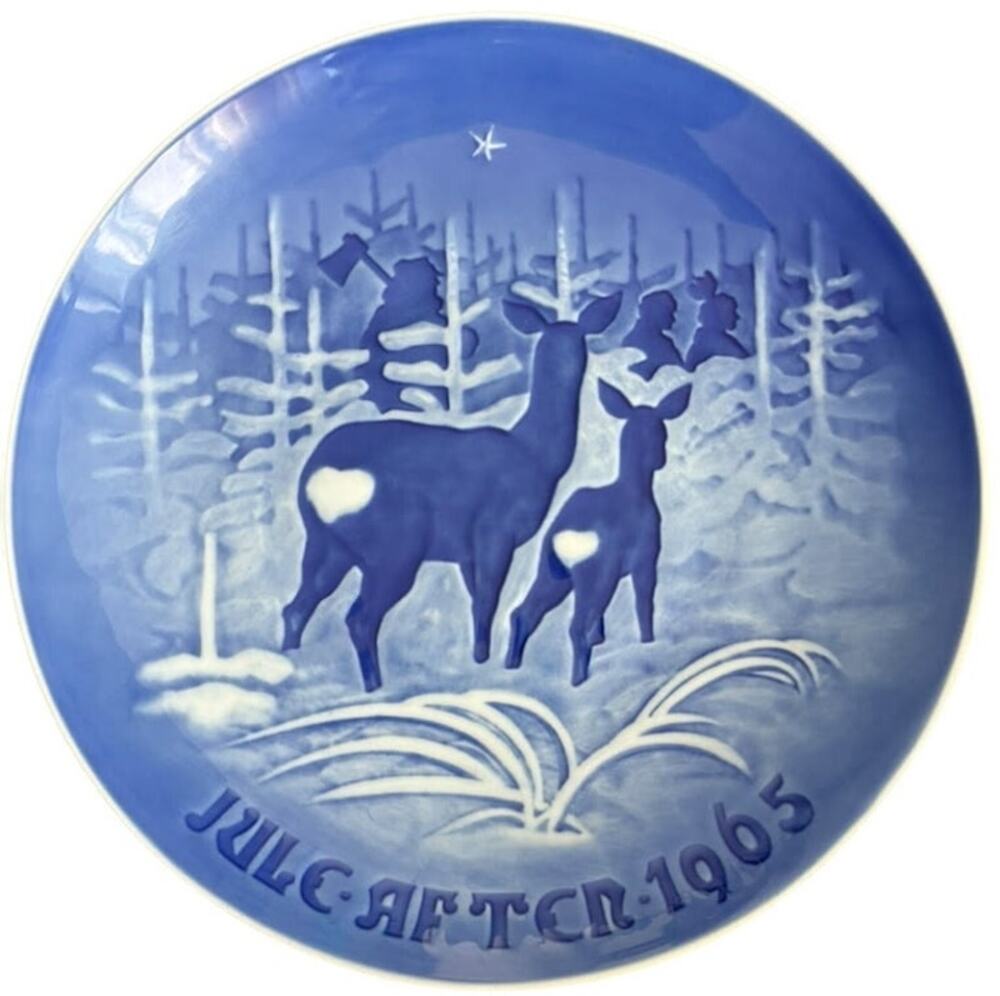 B&G Bing & Grondahl 1965 I Skoven for Jul Deer Christmas Plate Denmark Vintage